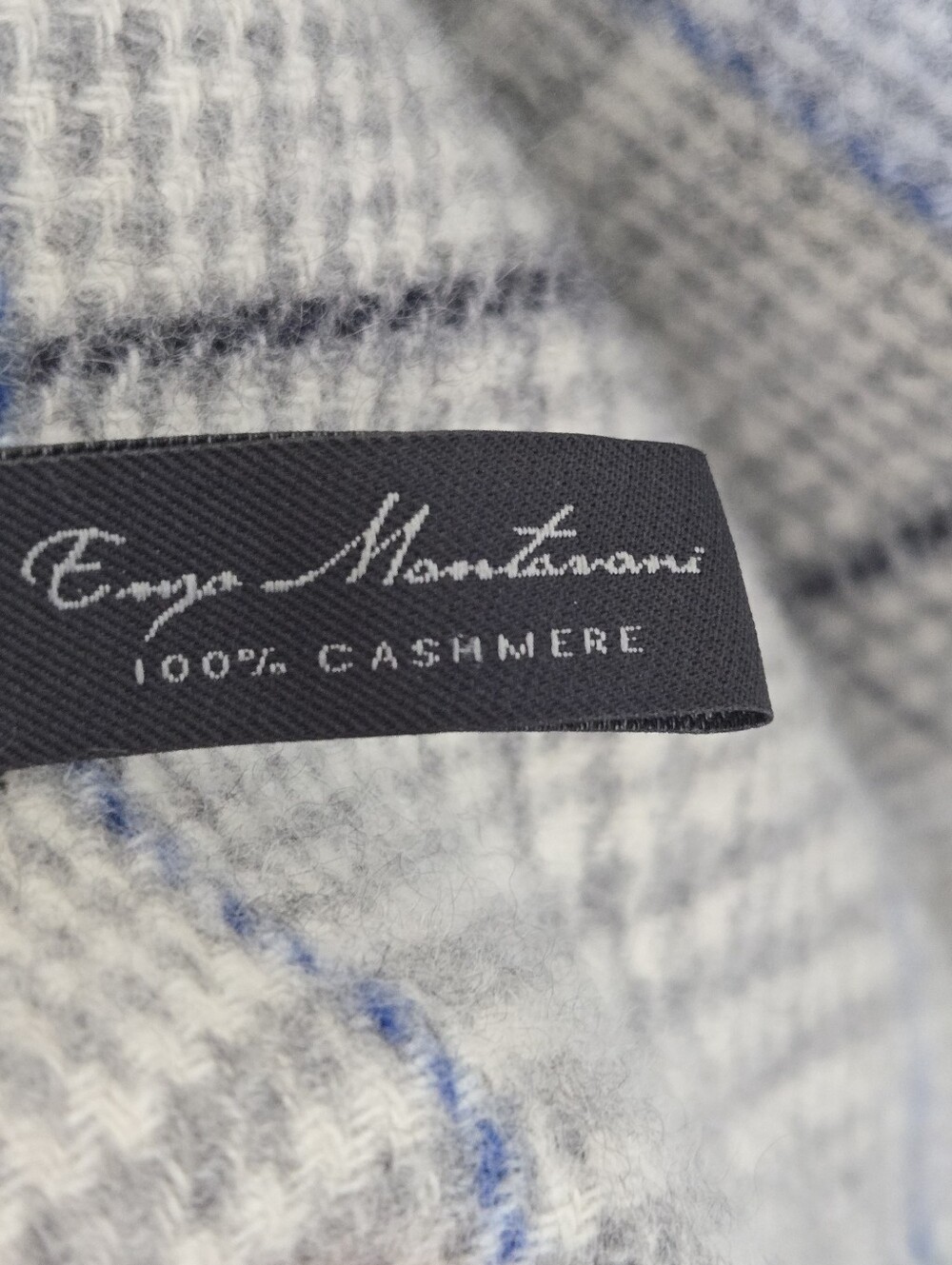 Enzo Mantovani Mens 100% Cashmere Scarf 12x60 in Fringe Light Grey Blue Luxery - Picture 9 of 13